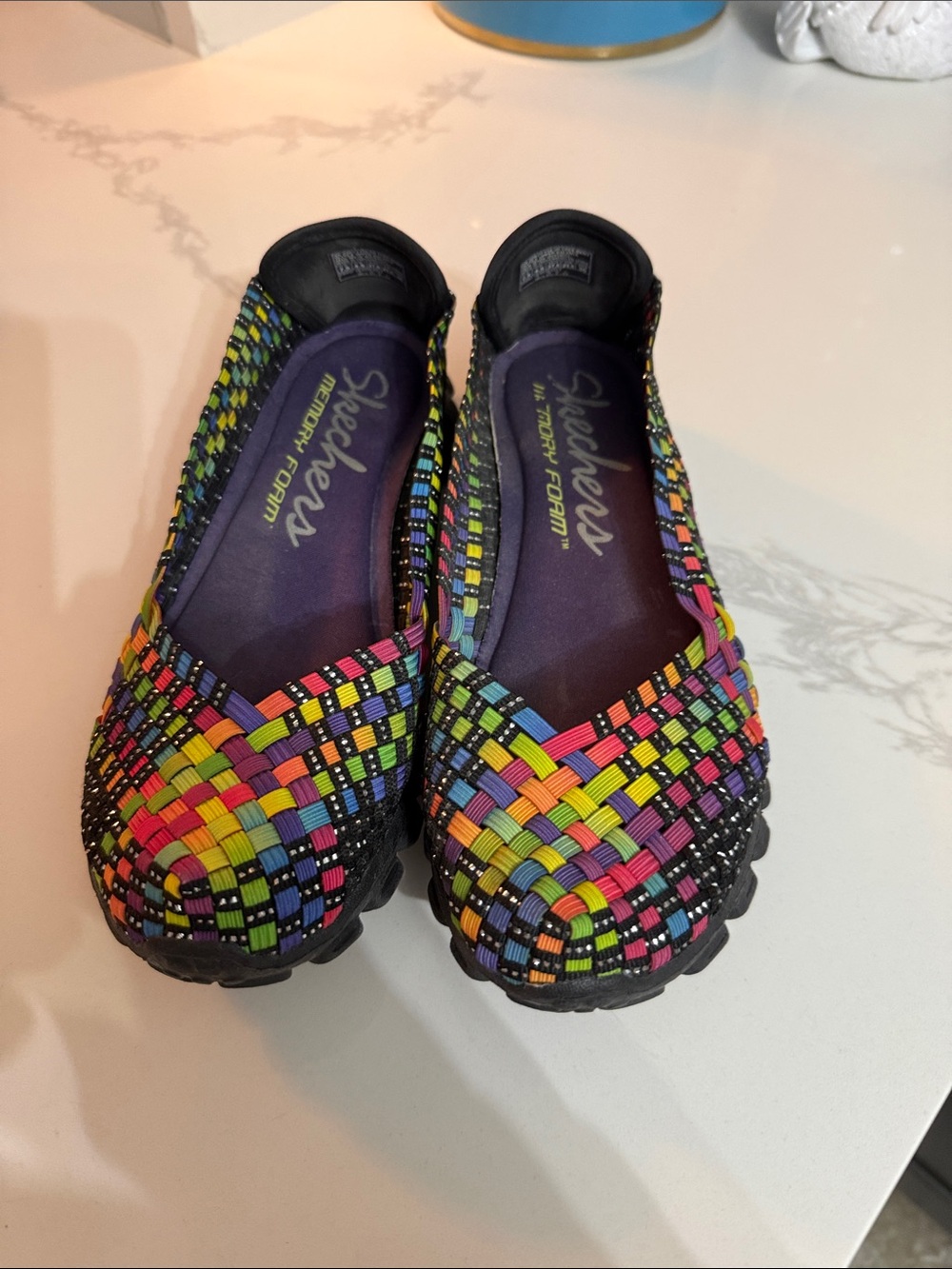 Skechers Lightweight Multi-Color Woven STRETCH slip-ons